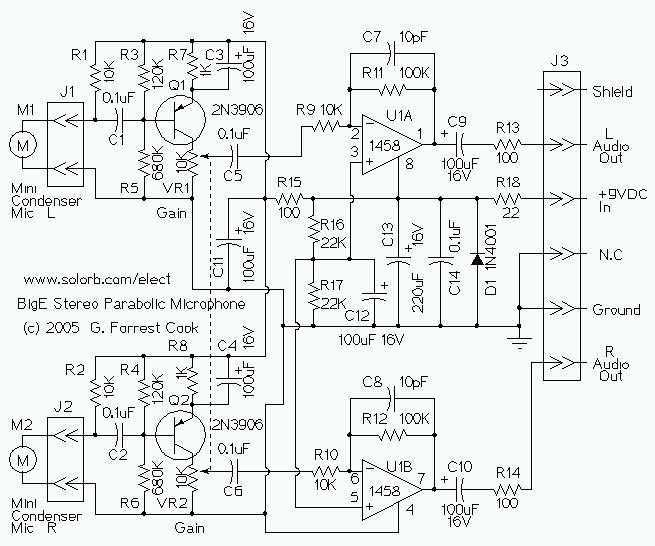 The Big-E Stereo Parabolic Microphone circuit