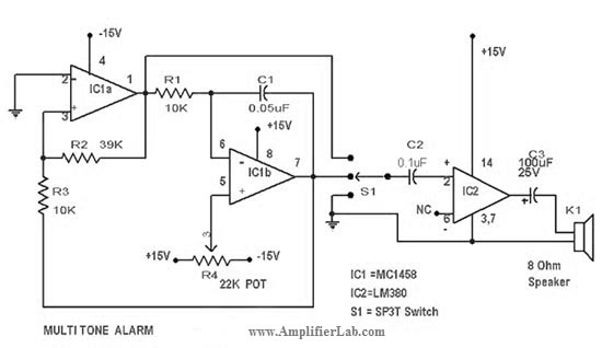 Simple Multi-Tone Alarm Circuit
