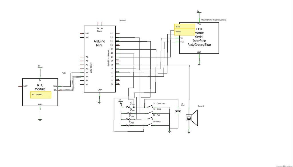 Colorful Countdown Clock for tight timeline management using Arduino circuit