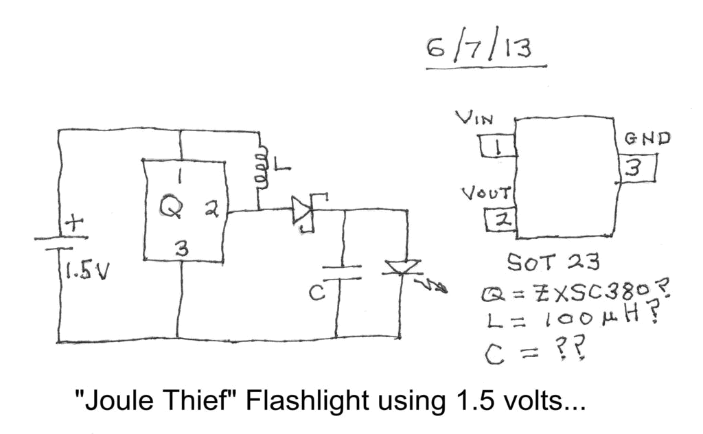 Joule Thief circuit in a Flashlight Bulb circuit