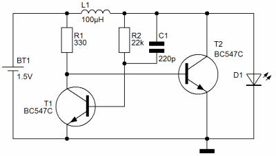 Flashlight with Joule Thief circuit