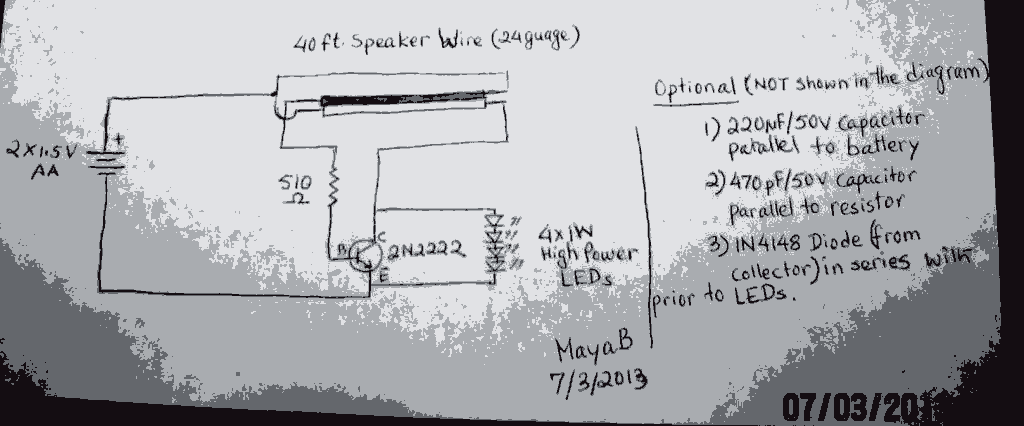 4 watt LEDS with 15V from a Joule thief circuit