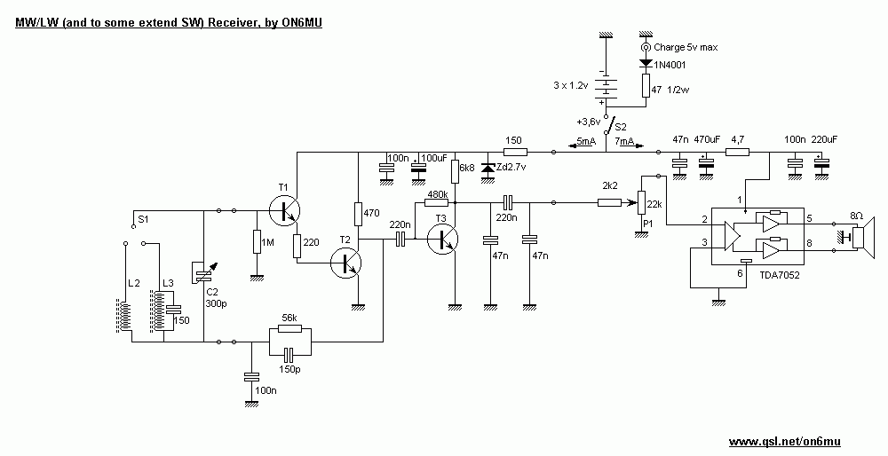 LW MW and SW bands Receiver circuit