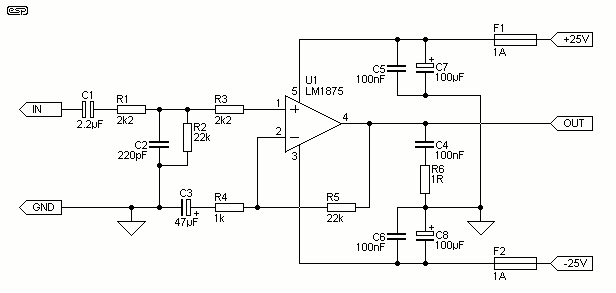 2x20 Watt Stereo Power Amplifier circuit
