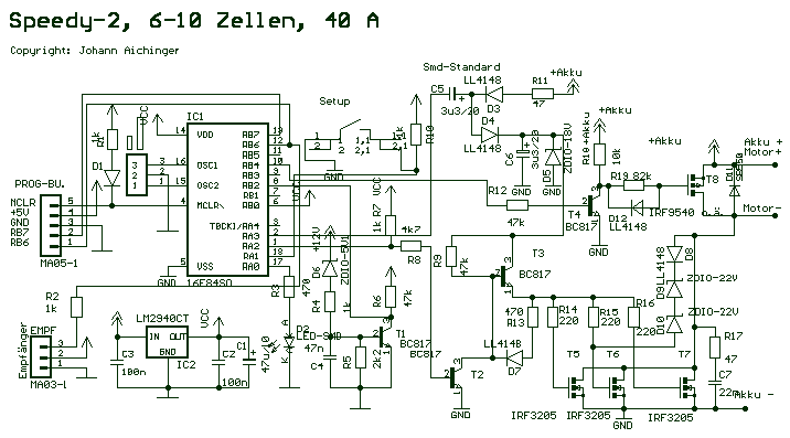 Speed Controller with PIC16F84-04/SO – Circuit Schematic