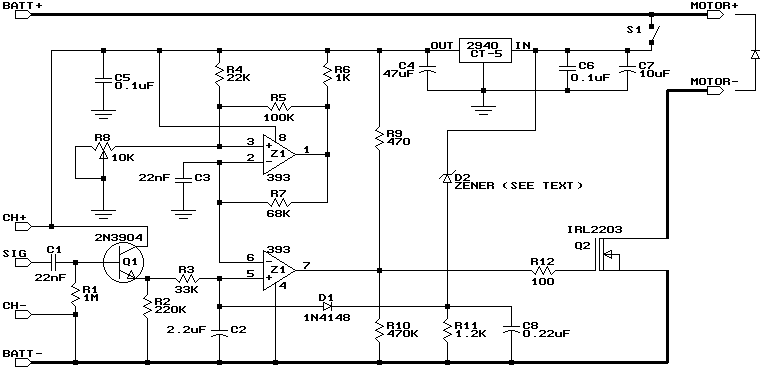 Motor Speed Control with Battery Eliminator Circuit – Circuit Schematic