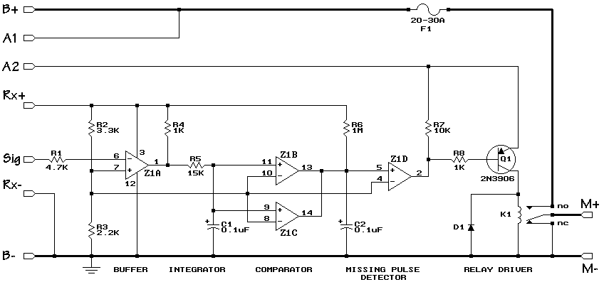 R/C On/Off Motor Controller with Brake – Circuit Schematic