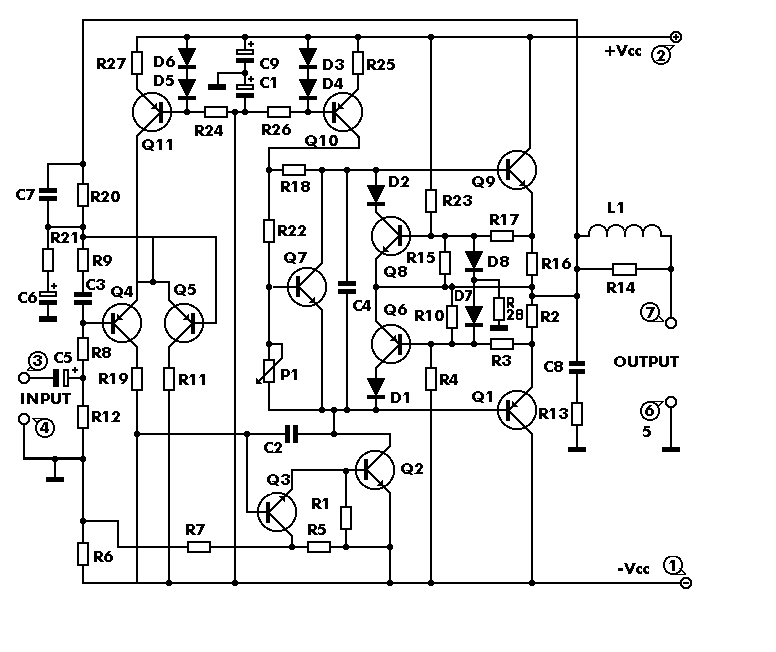 100W Audio Amplifier circuit