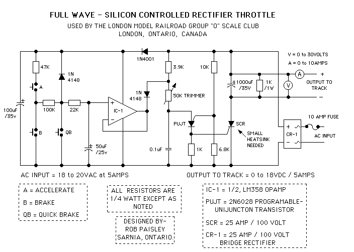 Model Railroad Group SCR Throttle – Circuit Schematic