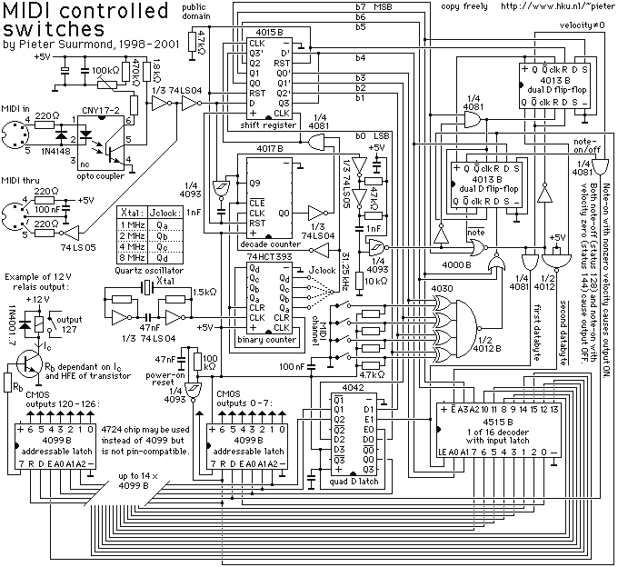 MIDI controlled switches – Circuit Schematic