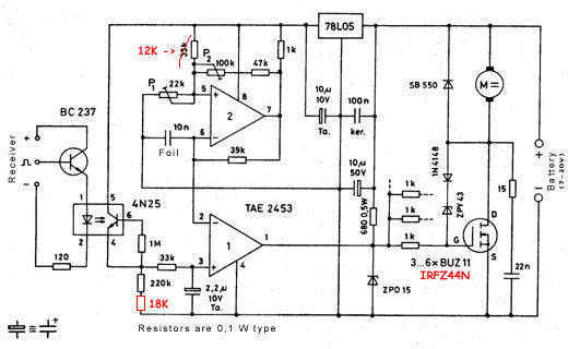 Speed Controller for brushed electric motors – Circuit Schematic