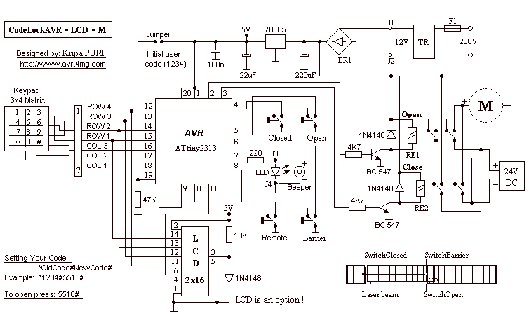 CodeLock AVR – Circuit Schematic