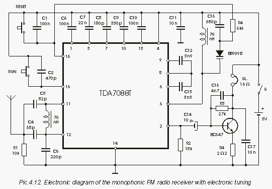 Mini FM Receiver using TDA7088 circuit