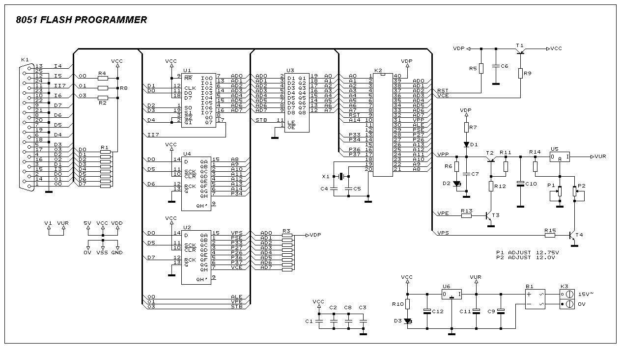 ATMEL 89C Series Flash Programmer – Circuit Schematic