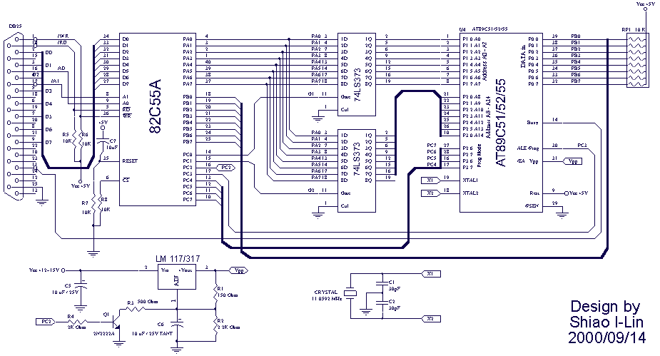 ATMEL 8051 Flash Based-Microcontroller Programmer – Circuit Schematic