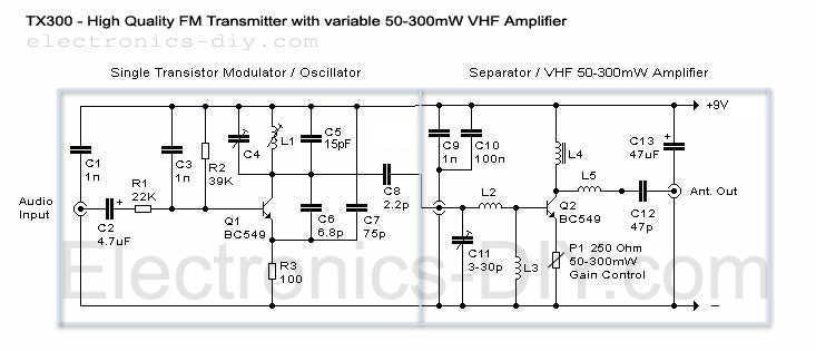 300mW FM Transmitter circuit