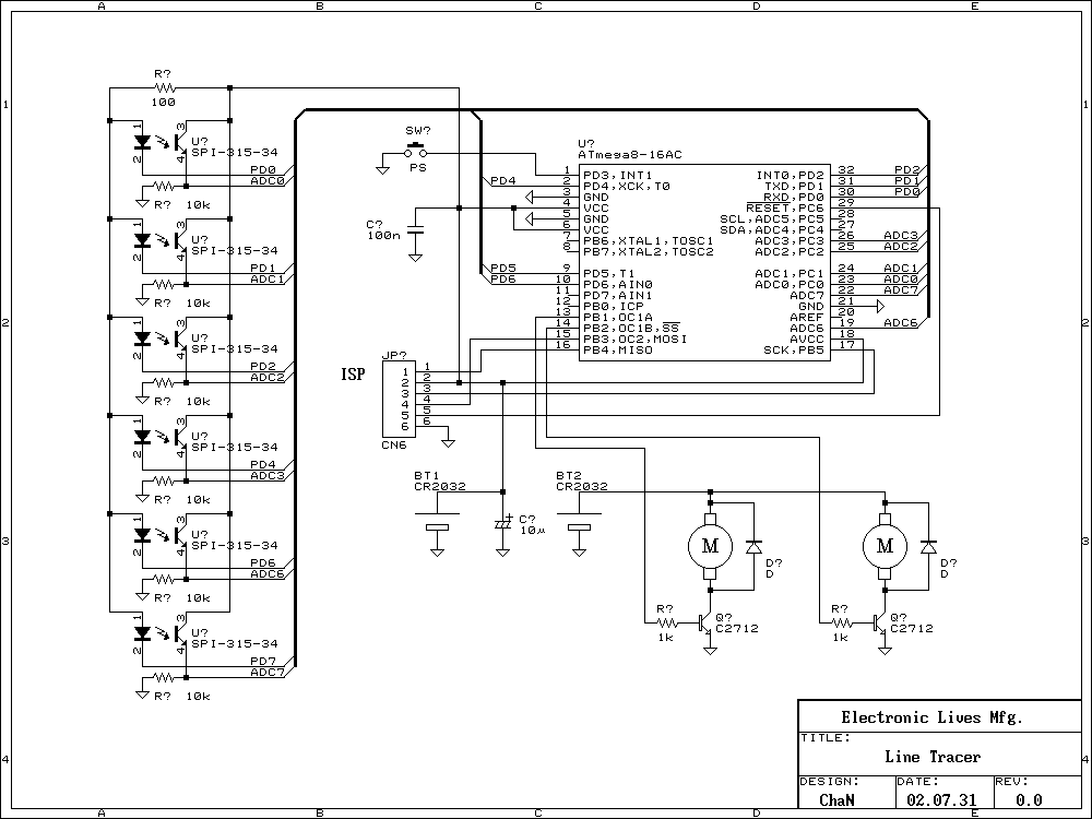 Desktop Line Following Robot – Circuit Schematic